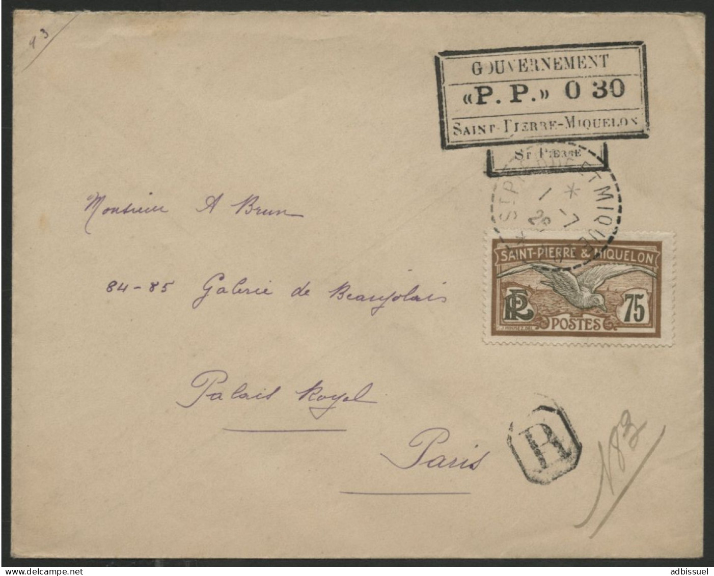 GOUVERNEMENT / PP 030 / SAINT PIERRE MIQUELON + N° 90 Le 1/7/26 Sur Env. Recommandée Pour Paris. TB - Covers & Documents