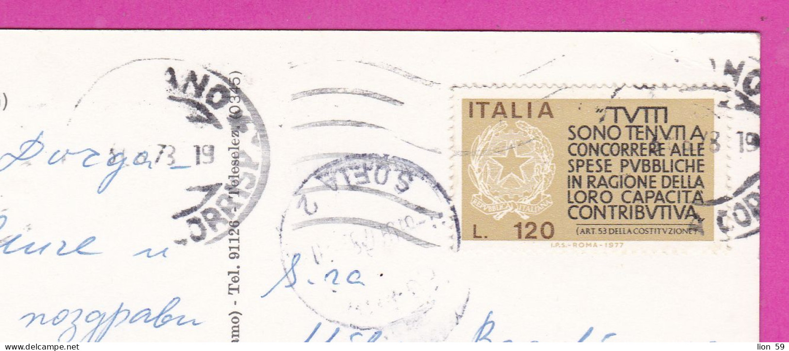 294044 / Italy - BRATTO M. 1100 Alta Valle Seriana (BG) PC 1978 USED 120 L - Pay Your Taxes , Italia Italie Italien - 1971-80: Marcophilie