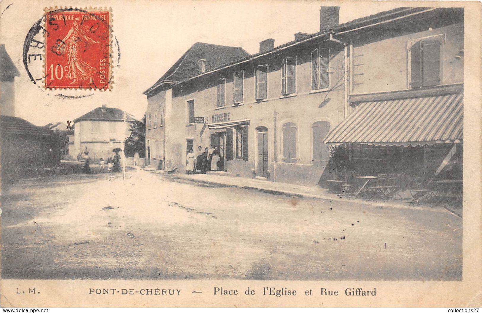 38-PONT-DE-CHERUY- PLACE DE L'EGLISE ET RUE GIFFARD - Pont-de-Chéruy