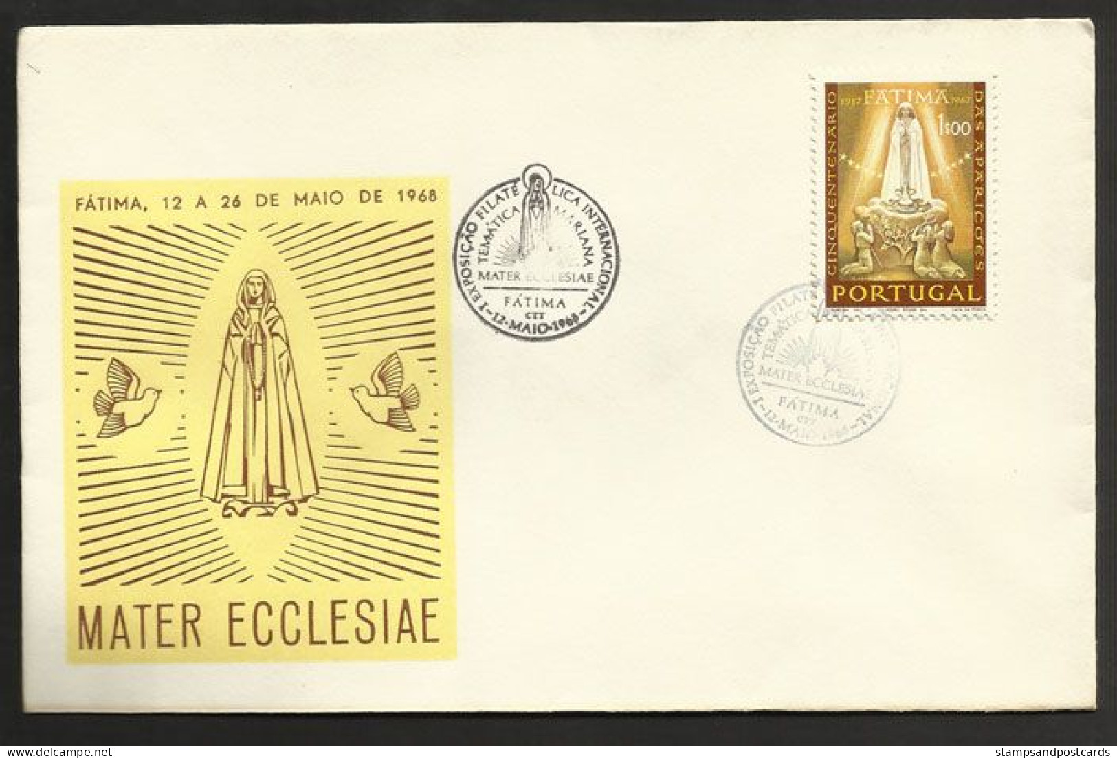 Portugal Cachet Commémoratif Notre Dame De Fatima 1968 Our Lady Of Fatima Sanctuary Event Postmark - Cristianesimo