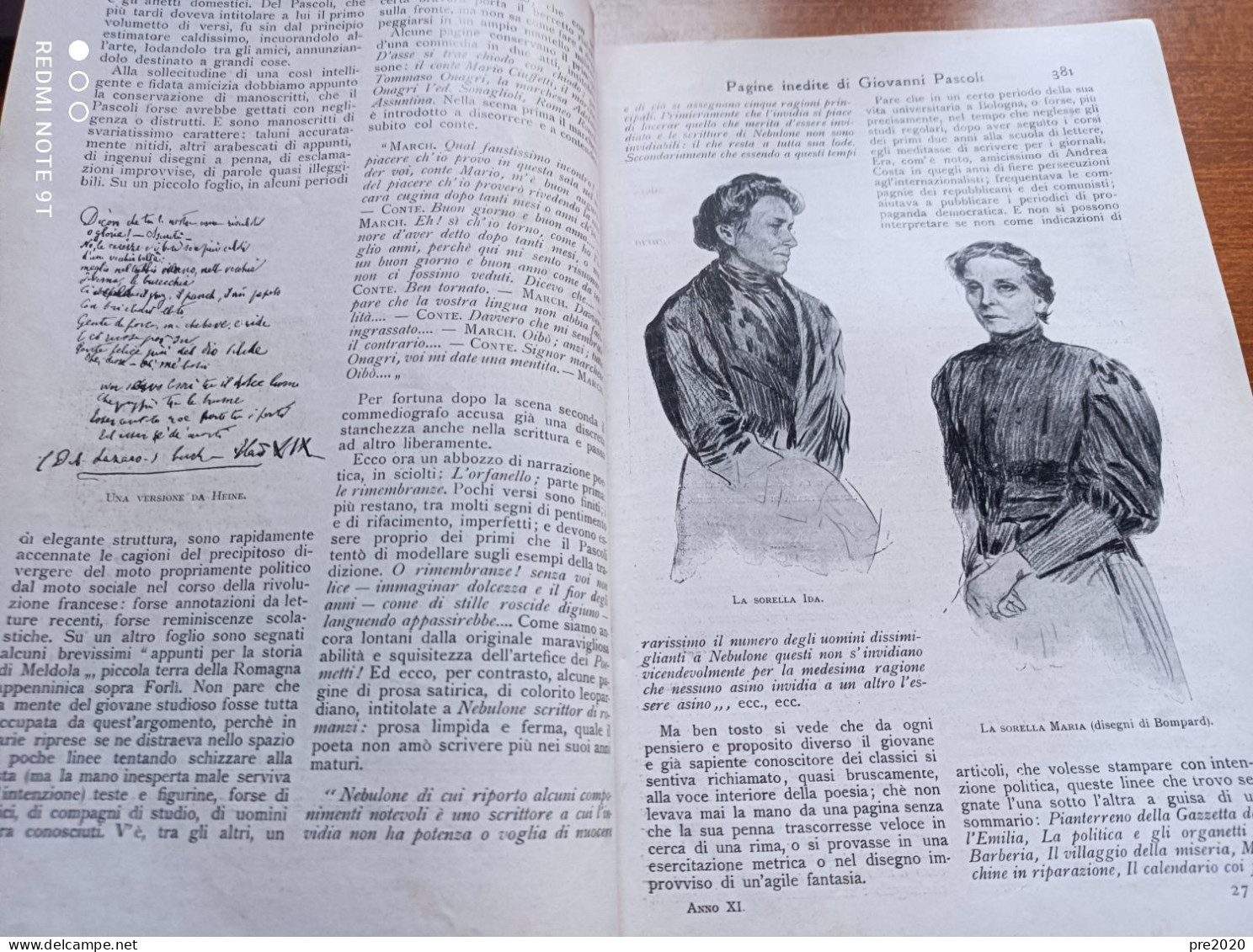 IL SECOLO XX 1912 GIOVANNI PASCOLI SAN MAURO DI ROMAGNA FORLI’ - Andere & Zonder Classificatie