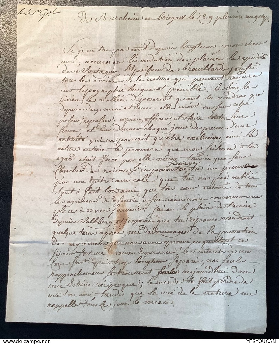 66 NEUF BRISSAC Lettre1801 BURGHEIM BREISGAU (Lahr Baden)texte Historique Cartographie De Schwaben (Brisach Alsace Map - 1801-1848: Précurseurs XIX