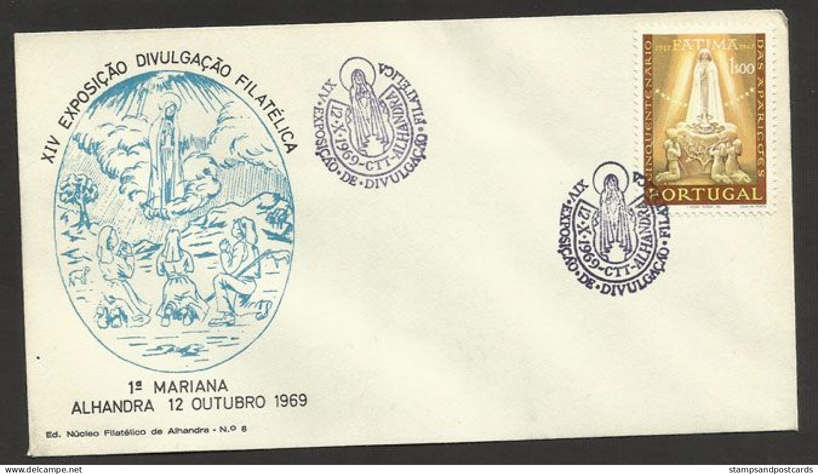 Portugal Cachet Commémoratif Notre Dame De Fatima Expo Philatelique Alhandra 1969 Our Lady Of Fatima Event Postmark - Sellados Mecánicos ( Publicitario)