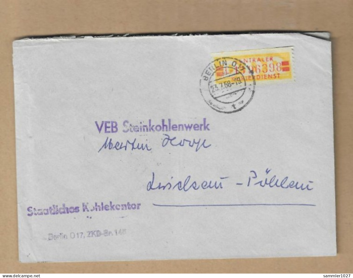 Los Vom 13.05 -  Briefumschlag Aus Berlin Nach Zwickau 1958 - Covers & Documents