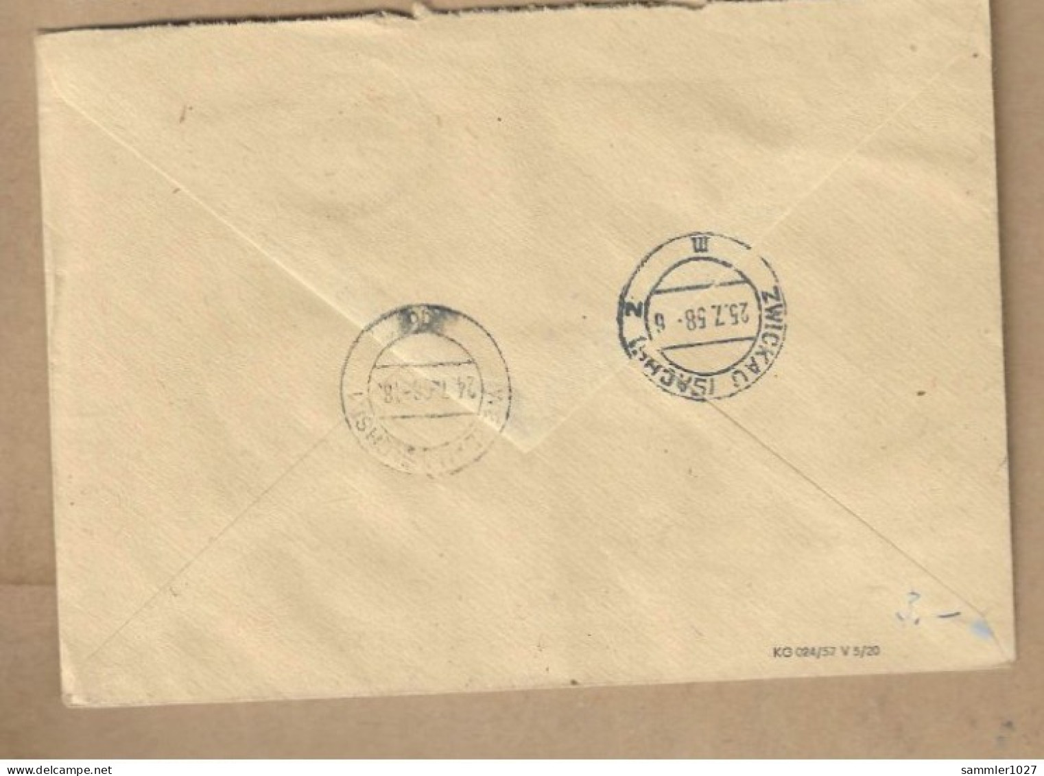 Los Vom 13.05 -  Briefumschlag Aus Crimmitschau Nach Zwickau  1958 - Briefe U. Dokumente