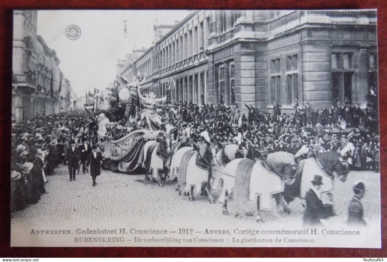 Cpa Anvers ; Cortège Commémoratif H. Conscience - La Glorification De Conscience - Antwerpen