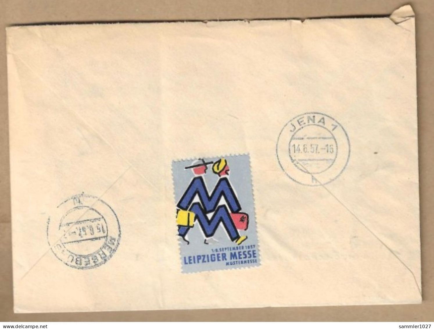 Los Vom 13.05 -  Briefumschlag Aus Jena Nach Schkopau 1956 - Cartas & Documentos
