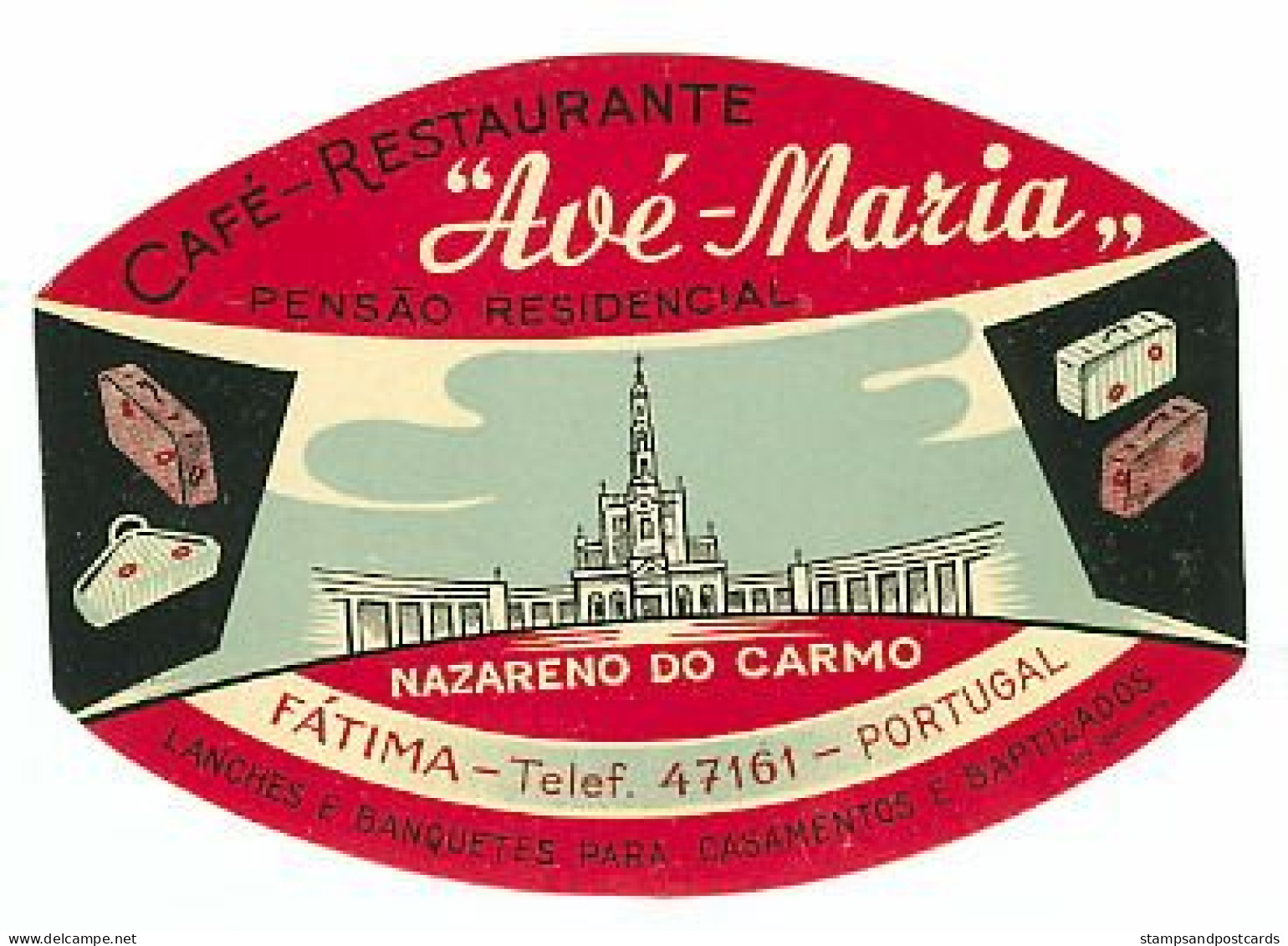 Etiquette Valise Hotel Pensão Residencial Avé-Maria Fatima Portugal Luggage Label - Hotel Labels