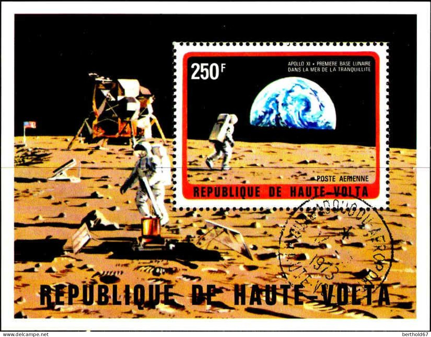 Burkina Hte-Volta Bloc Obl Yv:  5F Mi:11 Apollo XI (TB Cachet à Date) - Obervolta (1958-1984)