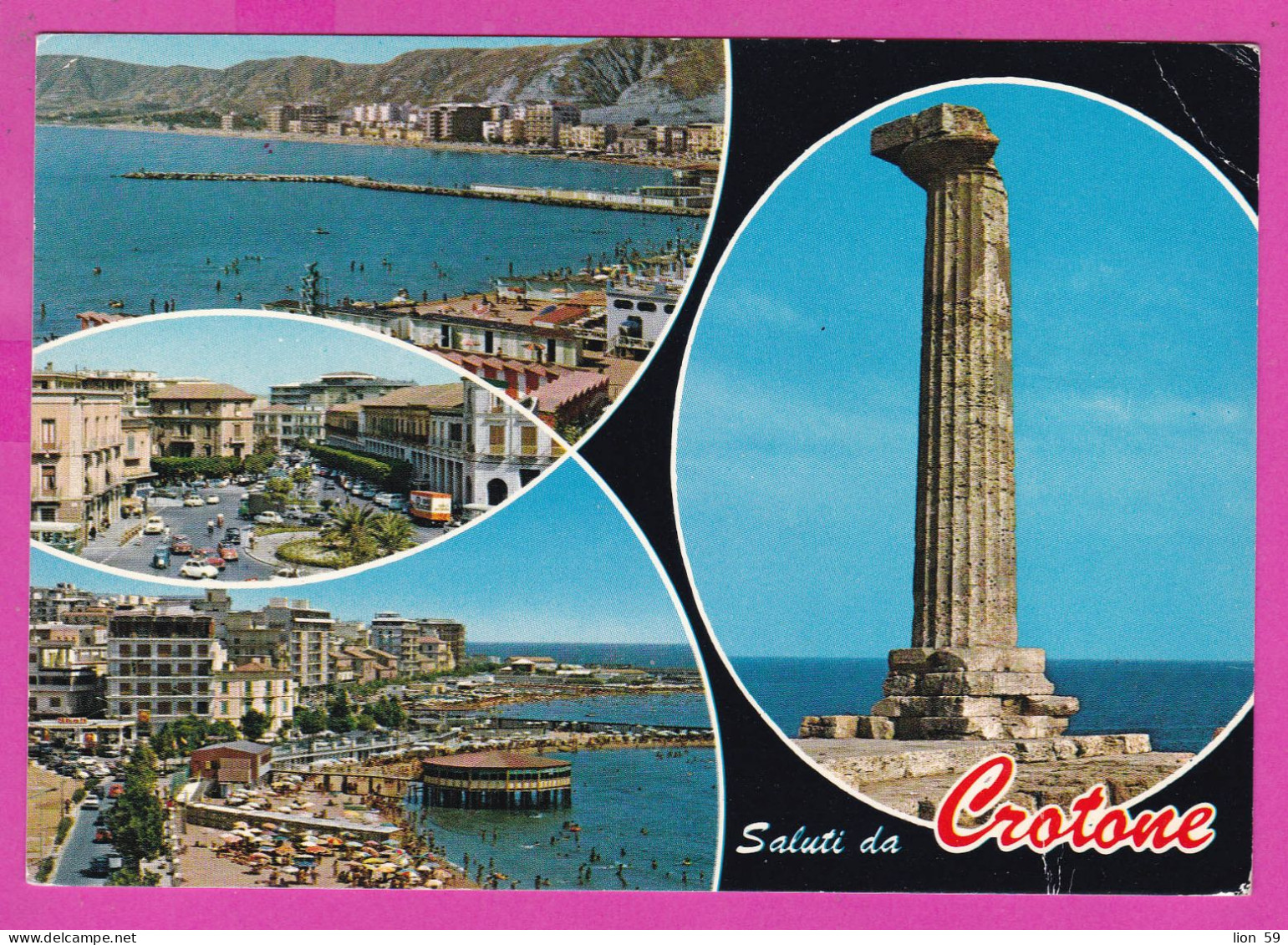 294045 / Italy - Saluti Da CROTONE 4 View PC 1975 USED 150 L - Holy Year , Anno Santo 1975 , Statue Angel - 1971-80: Storia Postale