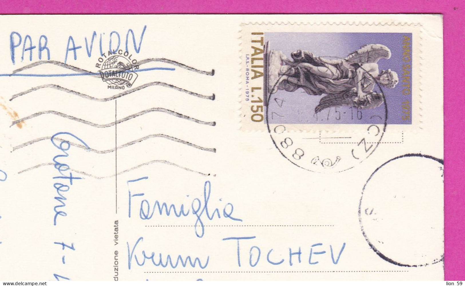 294045 / Italy - Saluti Da CROTONE 4 View PC 1975 USED 150 L - Holy Year , Anno Santo 1975 , Statue Angel - 1971-80: Poststempel