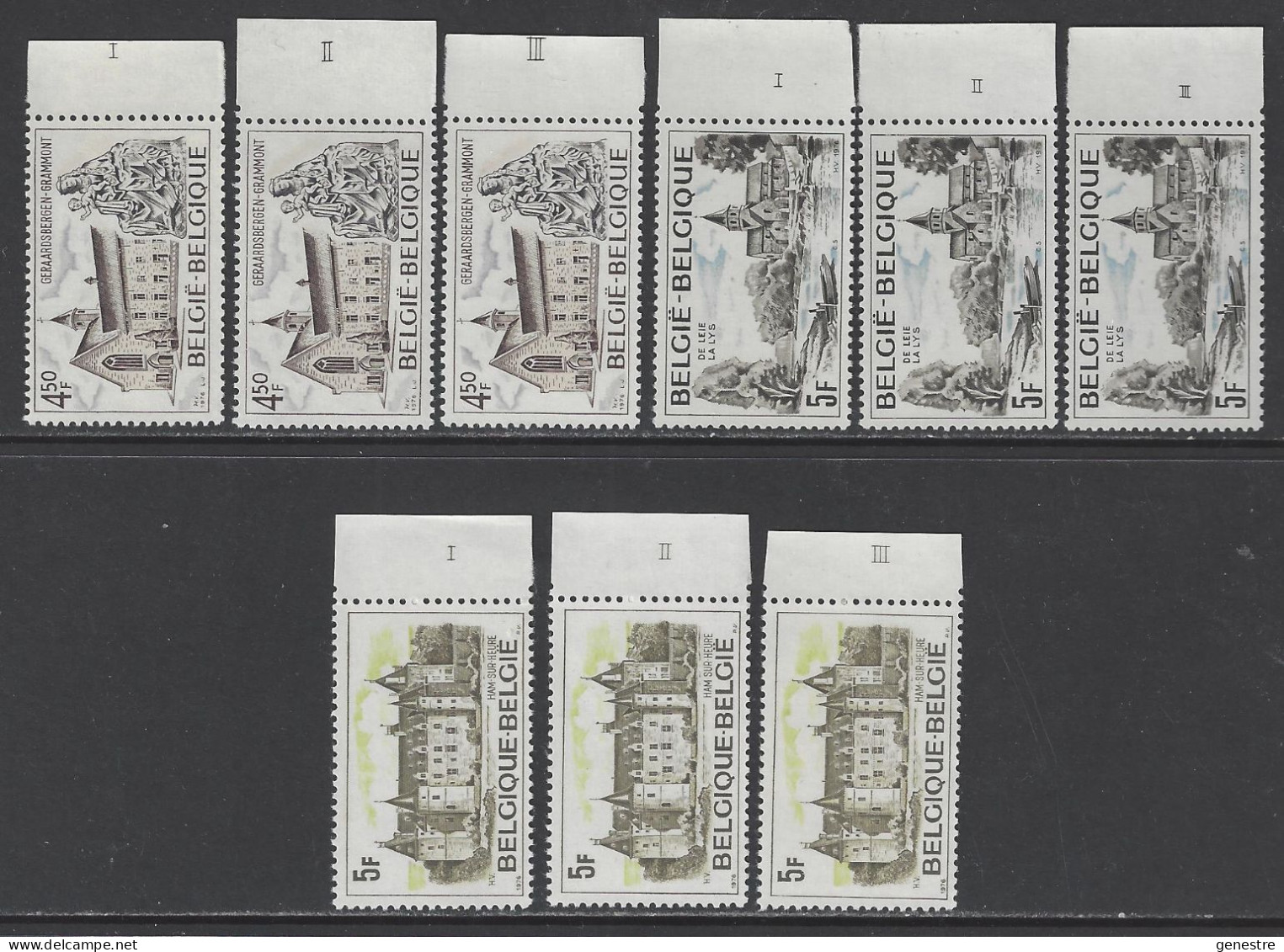 Belgique - 1976 - COB 1832, 1834 Et 1835 ** (MNH) - Numéros De Planche - Neufs
