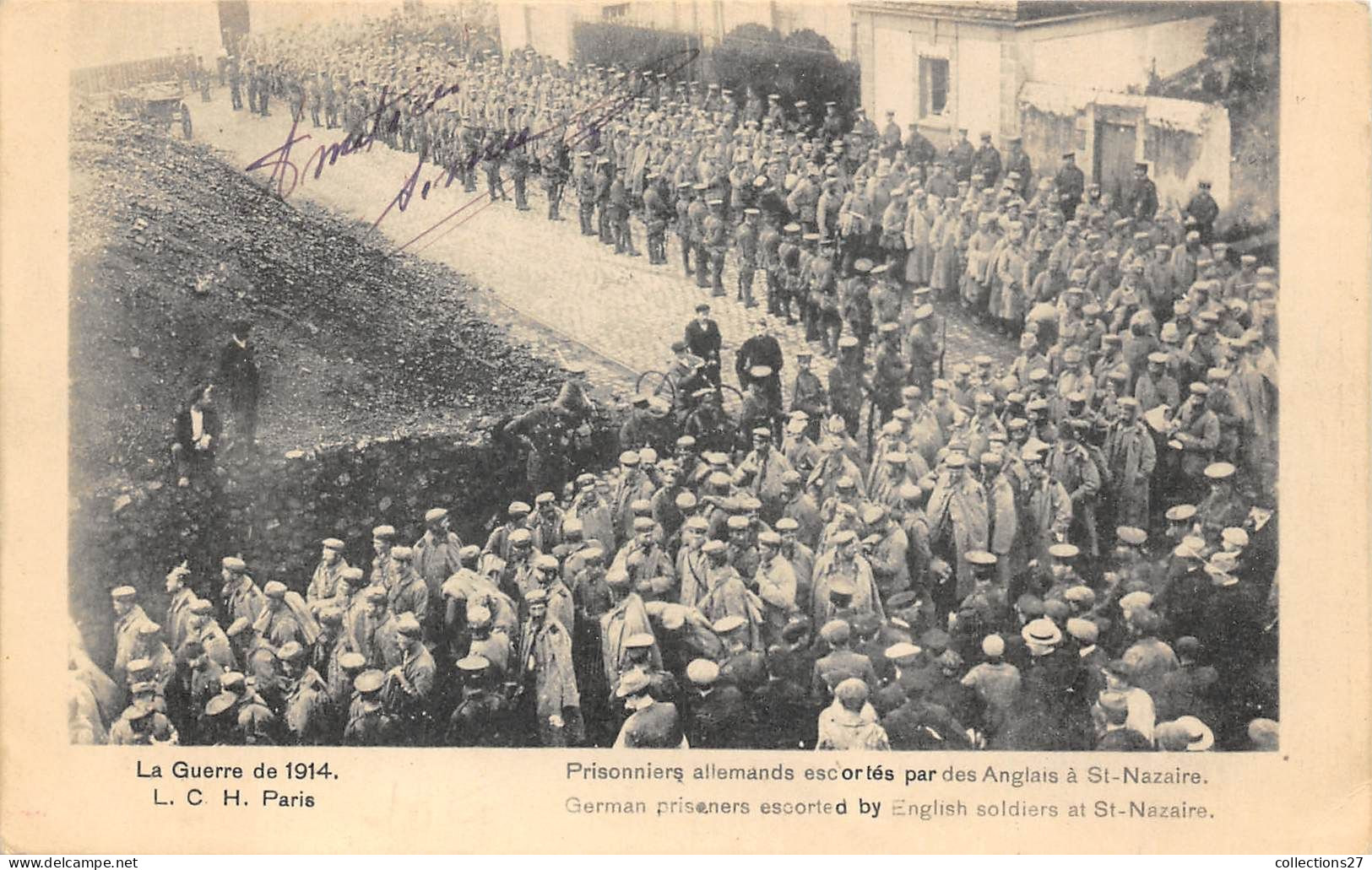 44-SAINT-NAZAIRE- PRISONNIERS ALLEMANDS ESCORTES PAR DES ANGLAIS A ST-NAZAIRE GUERRE DE 1914 - Saint Nazaire