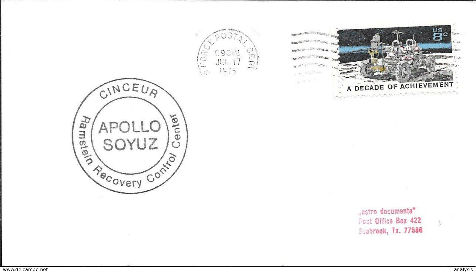 US Space Postcard 1975. ASTP Apollo - Soyuz Docking. Germany Ramstein Tracking - Etats-Unis