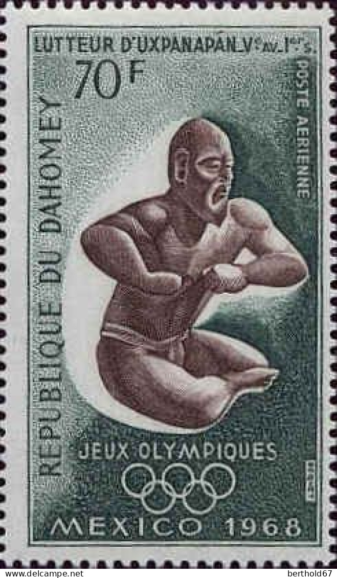 Bénin Dahomey Avion N** Yv: 91 Mi:362 Jeux Olympiques De Mexico Lutteur - Benin - Dahomey (1960-...)