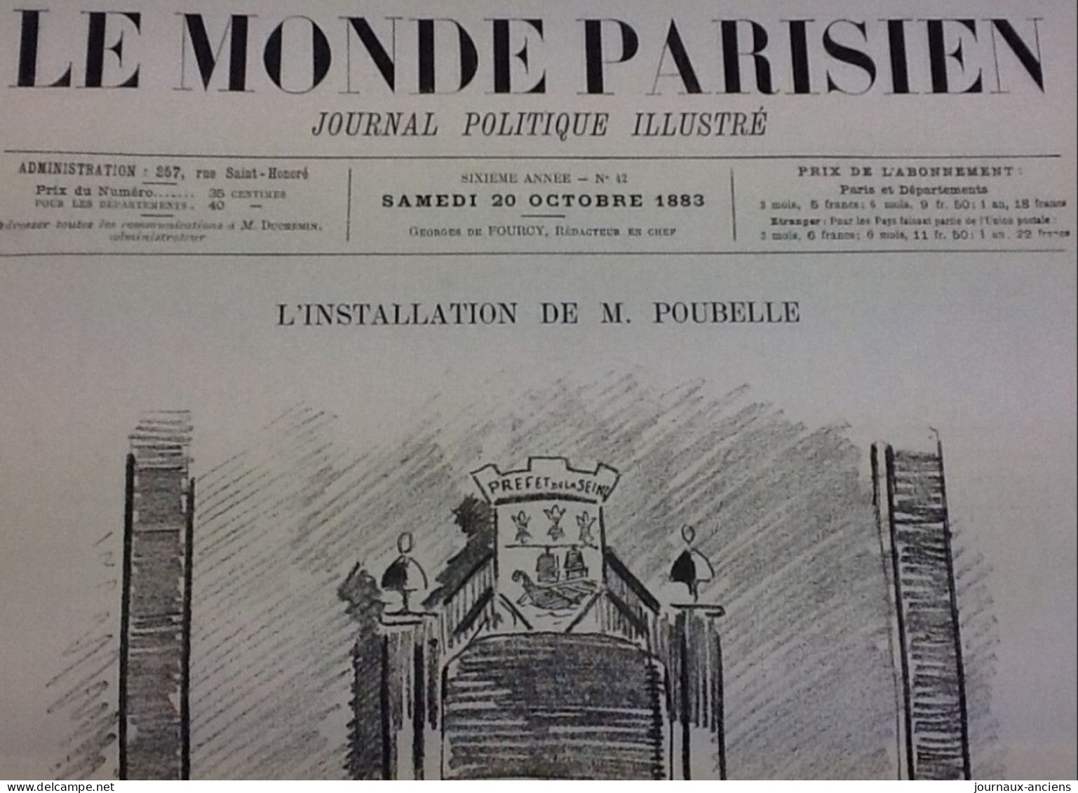 1883 PRÉFECTURE DE PARIS Mr POUBELLE - ROCHEFORT - Georges CLEMENCEAU - CRISE EN ESPAGNE - Jules FERRY CHALLEMEL- LACOUR - Non Classés
