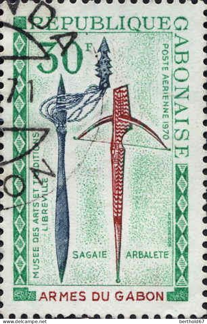 Gabon (Rep) Avion Obl Yv: 99 Mi 368 Musée Des Arts Et Traditions Libreville Sagaïe (Beau Cachet Rond) - Gabón (1960-...)