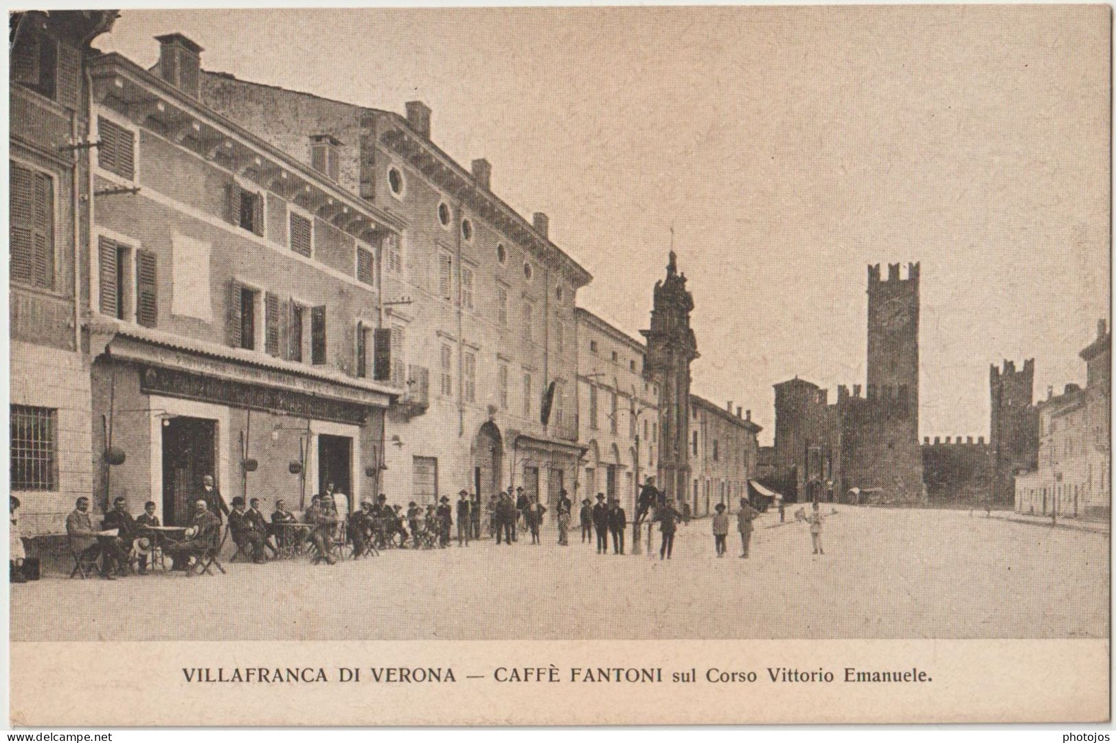 Cartolina Villafranca Di Verona  (Italie) Il Caffé Fantoni Sul Corso Vittorio Emanuele,   Ed Arti Grafichi - Sonstige & Ohne Zuordnung