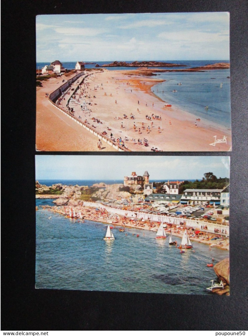 CP 22 Côtes Du Nord TREGASTEL - Lot De 2 Cartes -  La Grève Blanche Et L'ile Aux Lapins   - La Plage Du Coz Pors - Trégastel