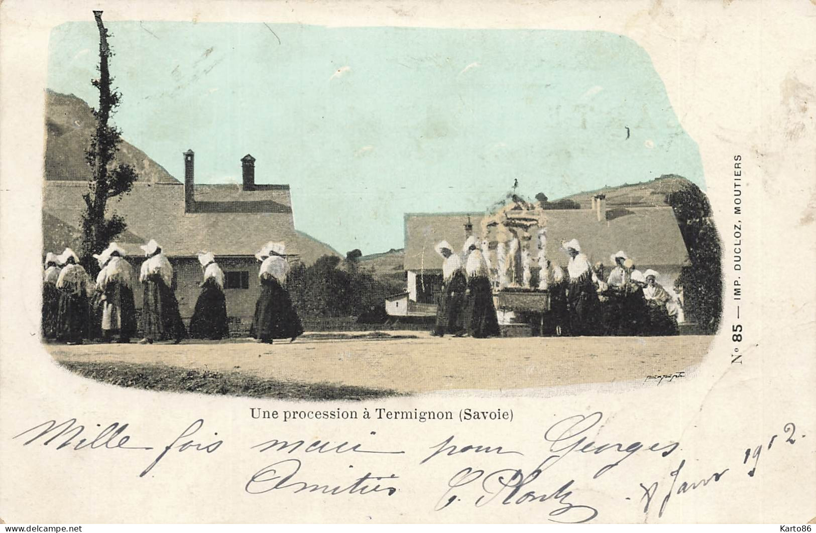 Termignon * Une Procession Dans Le Centre Du Village * Coiffe Fête Religieuse - Autres & Non Classés