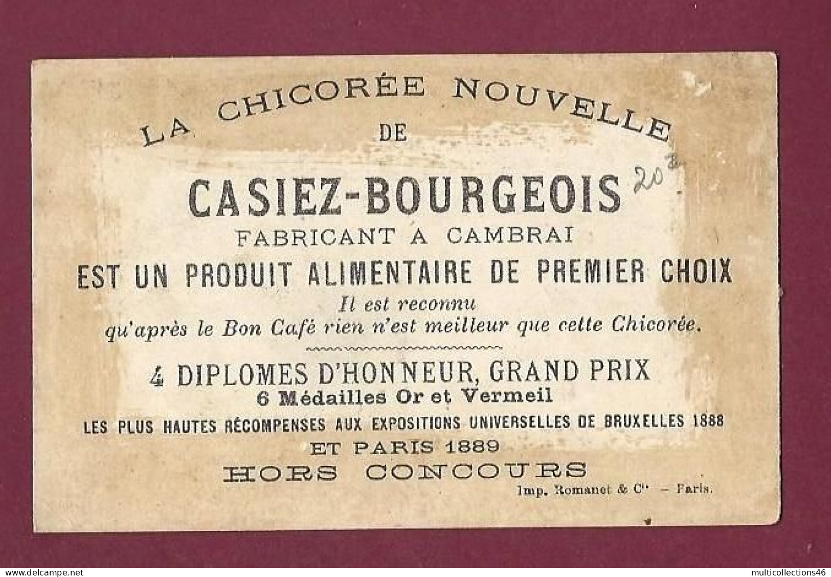 100524B - CHROMO CHICOREE NOUVELLE CASIEZ BOURGEOIS CAMBRAI - Sport Escrime - Thé & Café