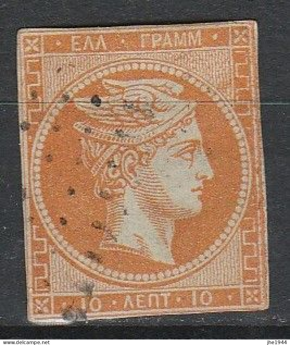 Grece N° 0013 Tête De Mercure Orange S Azuré 10 L Chiffre 10 Au Verso - Used Stamps