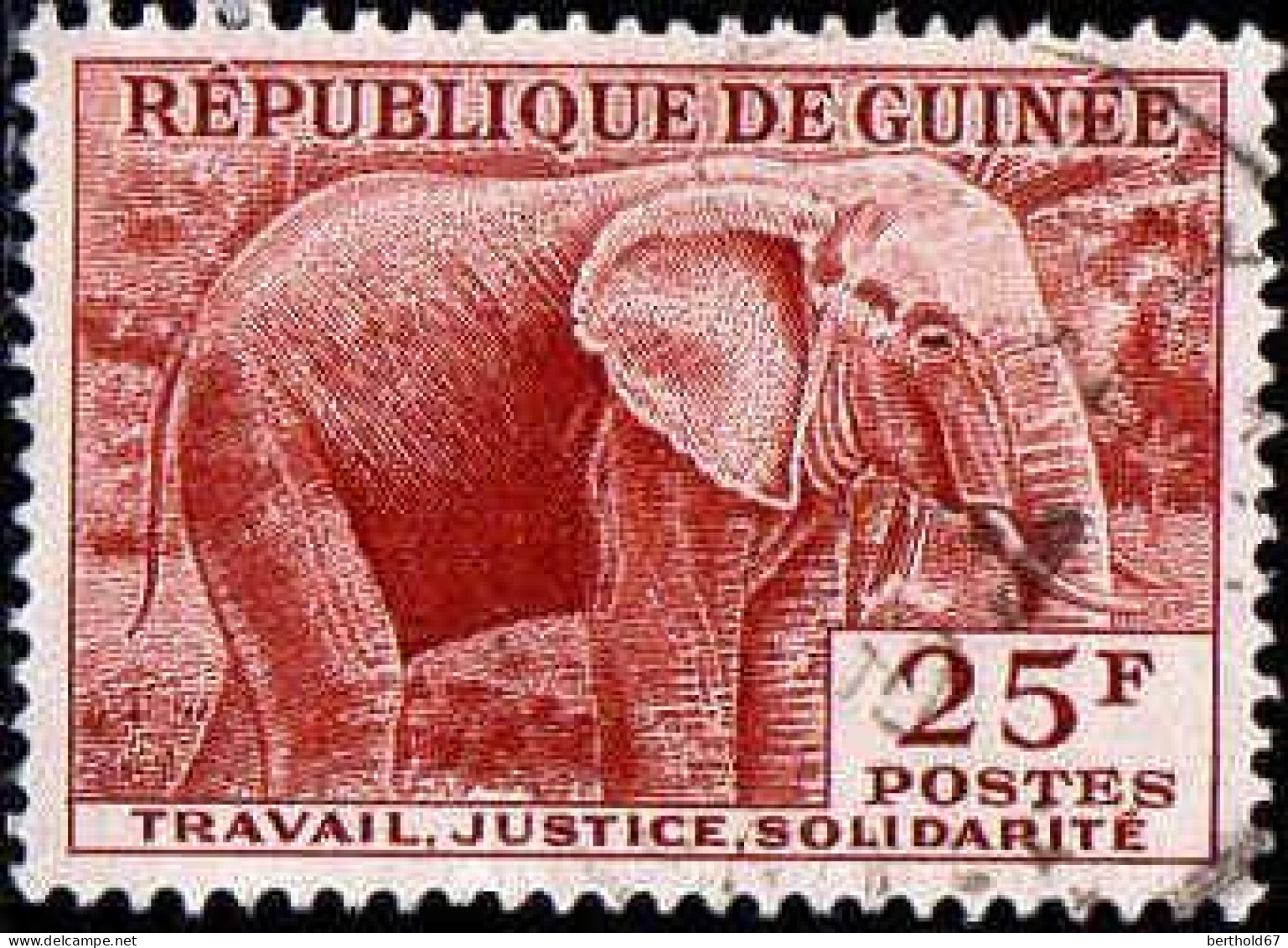 Guinée (Rep) Poste Obl Yv:  15 Mi:15 Elephant (Beau Cachet Rond) - Guinea (1958-...)