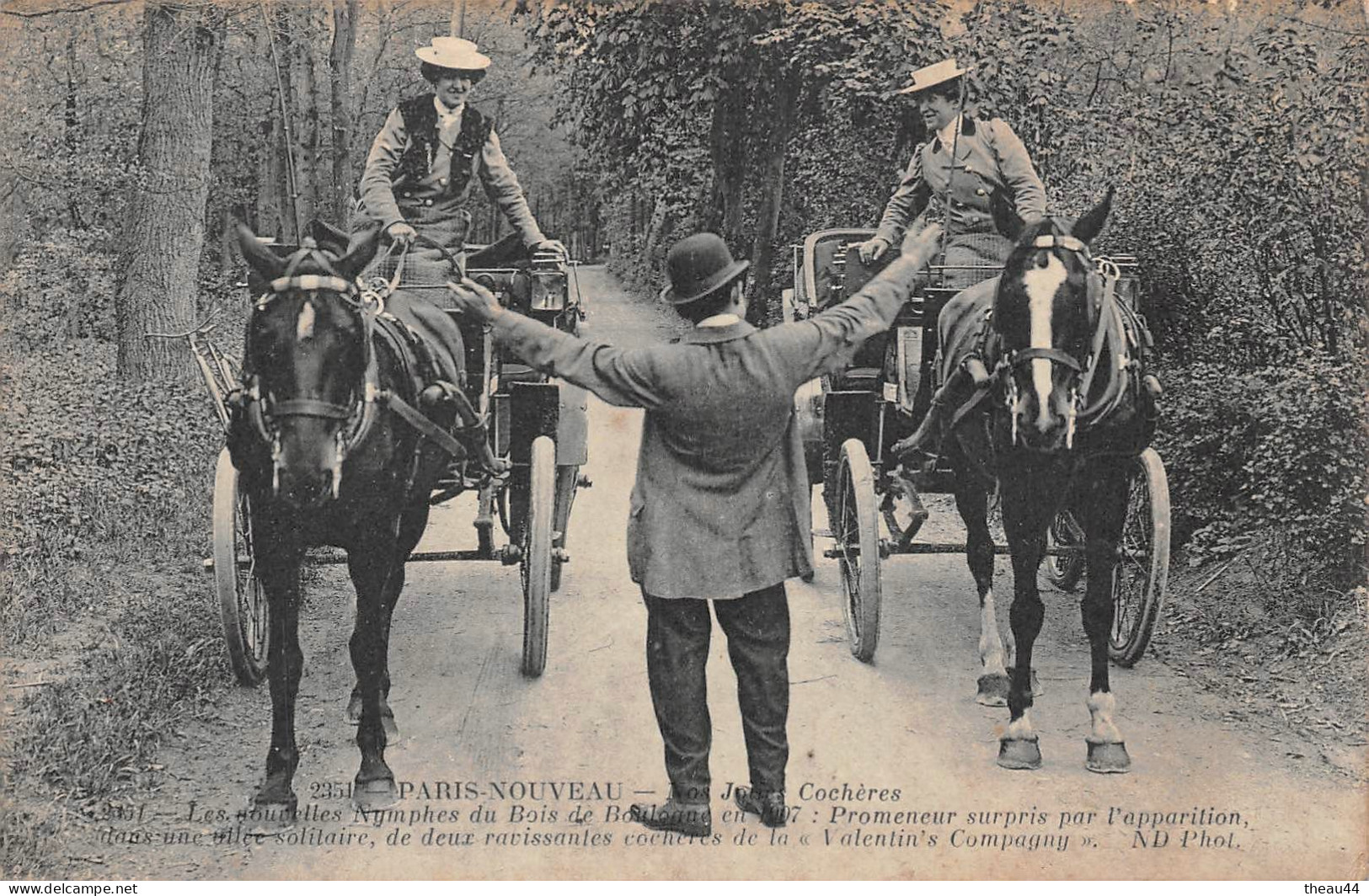 ¤¤  -   PARIS NOUVEAU  -  Lot De 2 Cartes  -  Femmes Cochères  -  Mlle Vilain  -  Attelage De Chevaux      -  ¤¤ - Nahverkehr, Oberirdisch