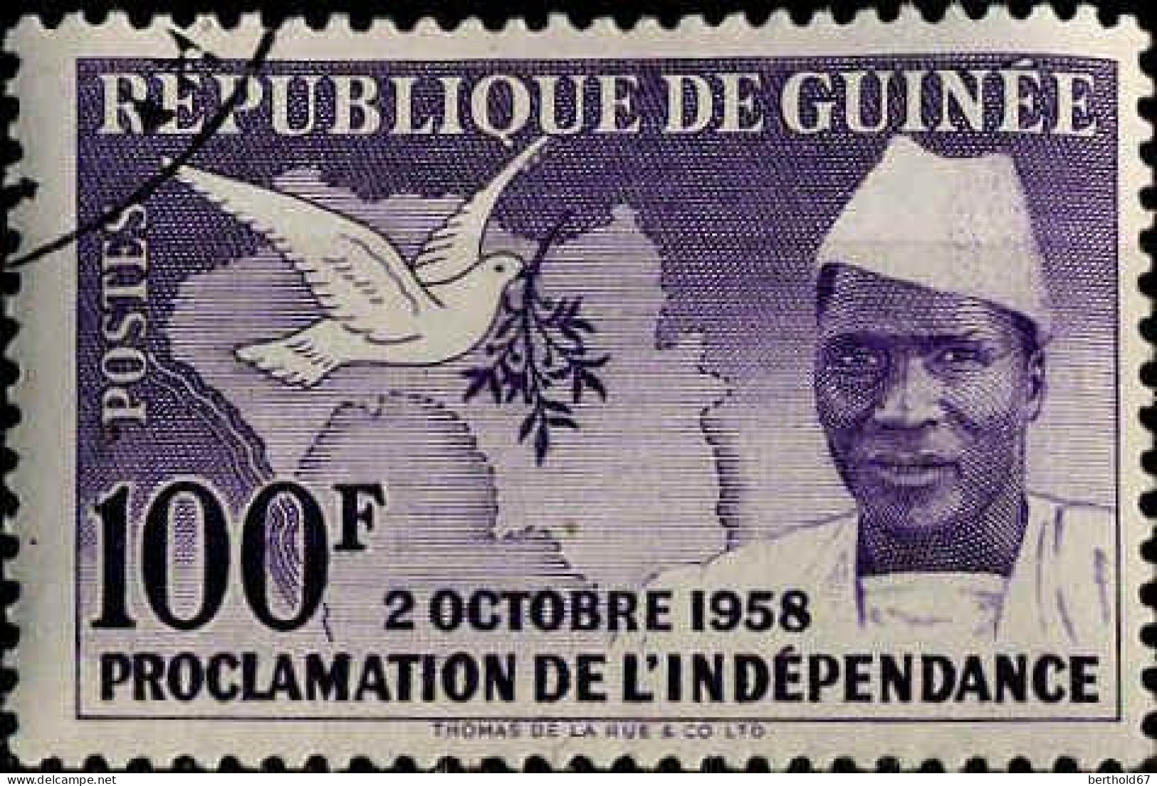 Guinée (Rep) Poste Obl Yv:   7 Mi:7 Président Sékou Touré & Colombe (cachet Rond) - Other & Unclassified