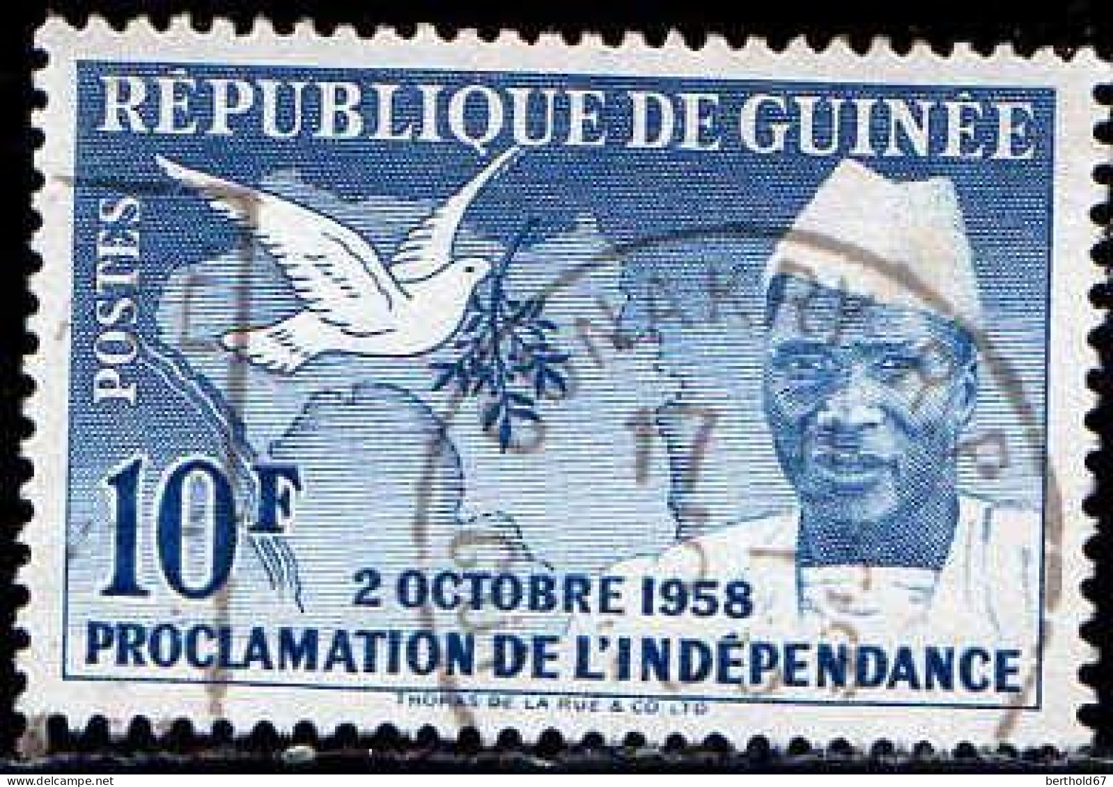 Guinée (Rep) Poste Obl Yv:   4 Mi:4 Président Sékou Touré & Colombe (TB Cachet Rond) - Andere & Zonder Classificatie