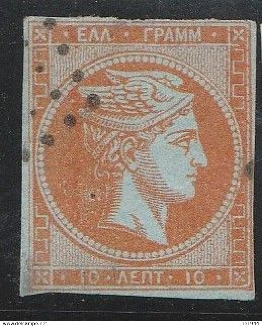 Grece N° 0013A Tête De Mercure Orange S Azuré 10 L Chiffre 10 Au Verso - Usati