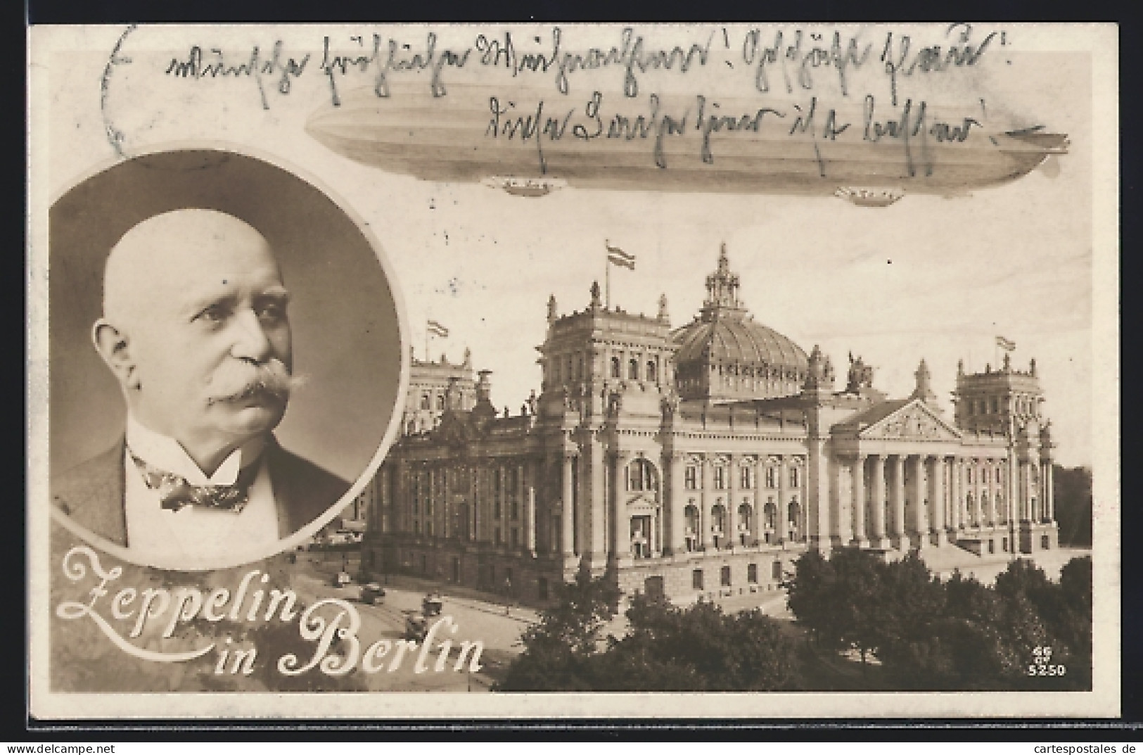 AK Berlin, Zeppelin Luftschiff Fliegt über Die Stadt, Graf Von Zeppelin  - Luchtschepen