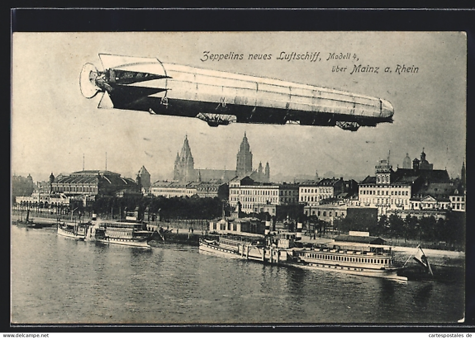 AK Mainz A. Rhein, Zeppelin`s Neues Luftschiff, Modell 4  - Aeronaves