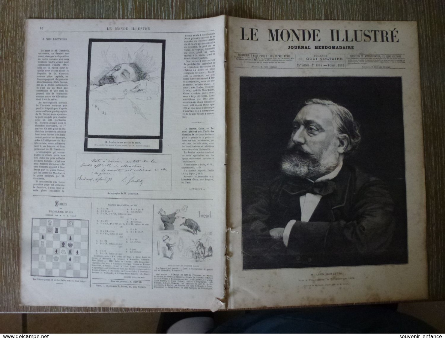 Le Monde Illustré Janvier 1883 Léon Gambetta Ville D'Avray Les Jardies Ruines De Sanxay - Revues Anciennes - Avant 1900