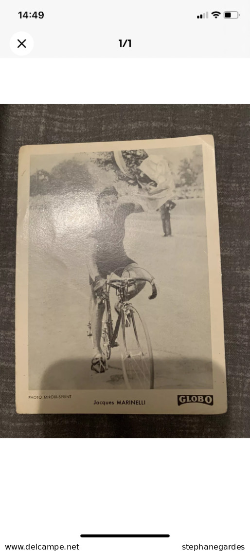 CYCLISME GLOBO Carte Souple Photo Miroir Sprint Jacques MARINELLI Année 60 - Ciclismo