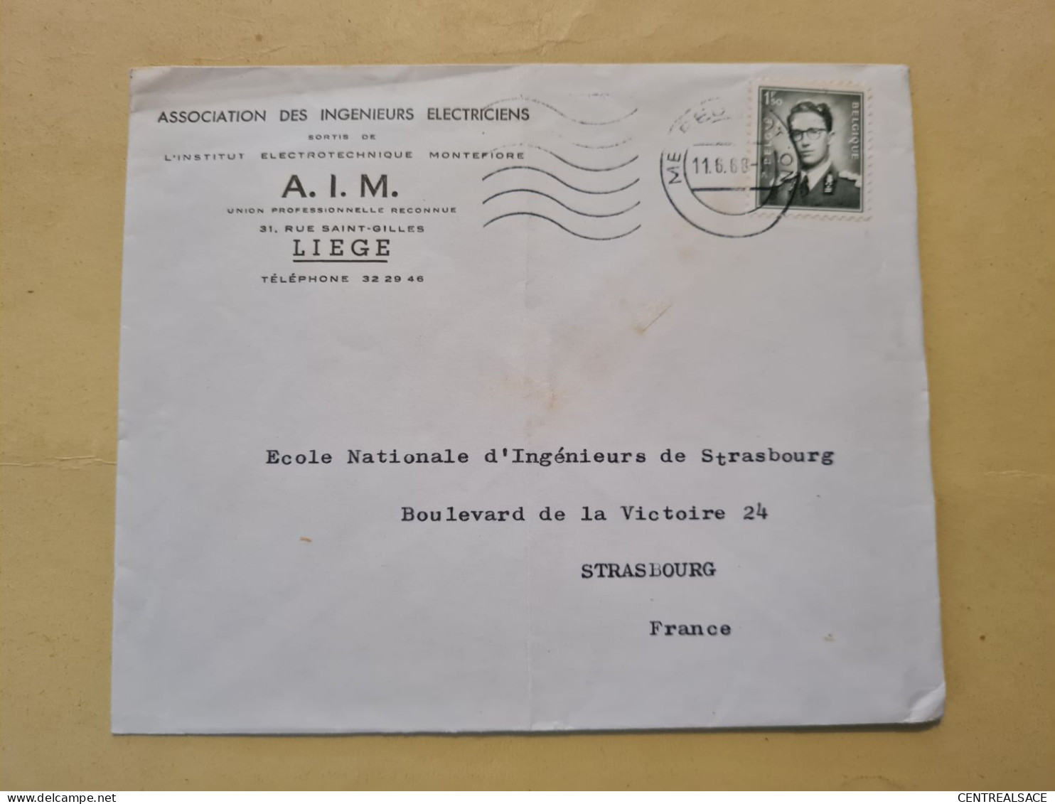 Lettre BELGIQUE 1968 ENTETE ASSOCIATION DES INGENIEURS ELECTRICIENS LIEGE - Covers & Documents