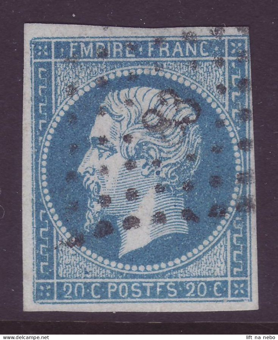 FRANCE 1853-1860 Stamp 20c Bleu YT N°14 POSTFS - 1853-1860 Napoleone III