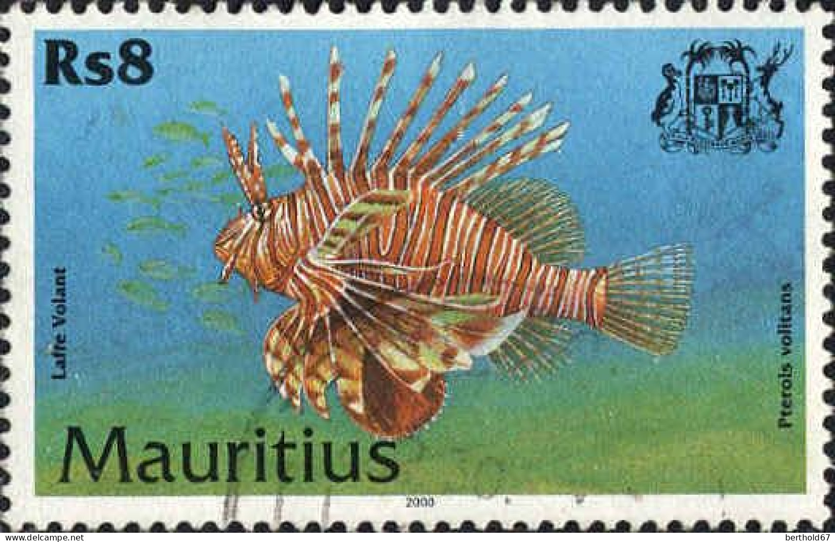 Maurice Poste Obl Yv: 954 Mi:915 Pterois Volitans Laffe Volant (Beau Cachet Rond) - Mauritius (1968-...)