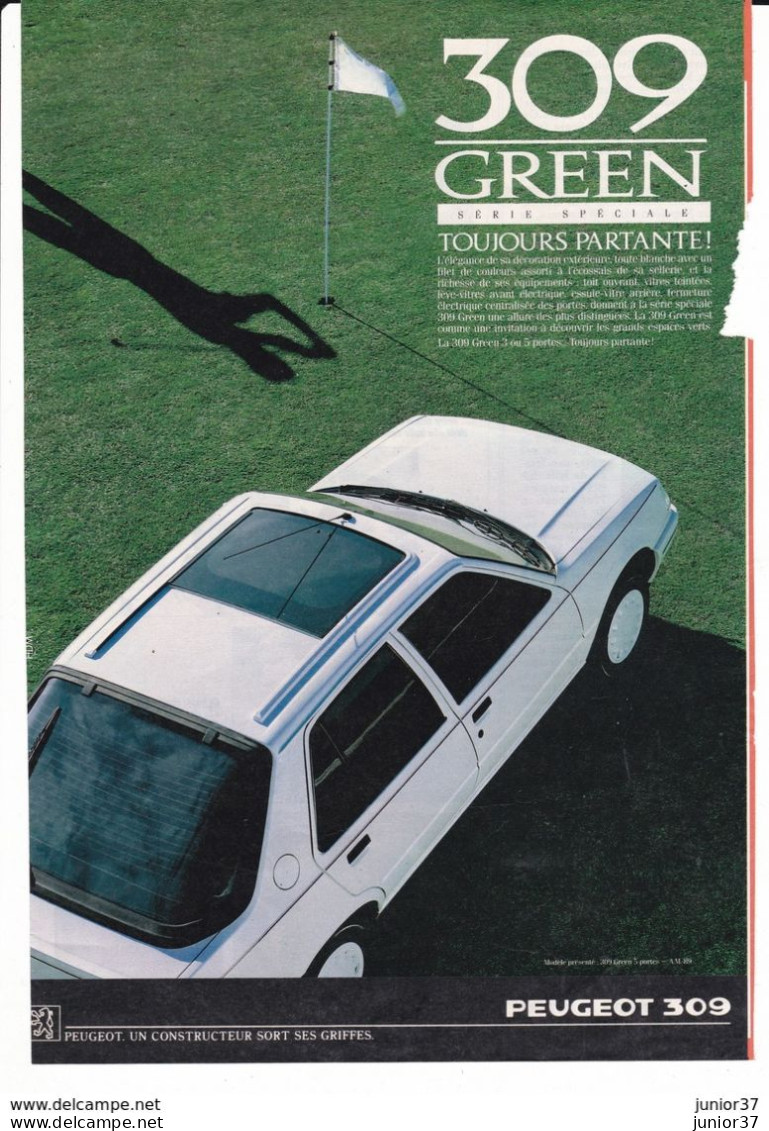 4 Feuillets De Magazine Peugeot 309 GTI 130 Ch, Chorus 1987, Chorus 1989, Green 1989 - Auto's