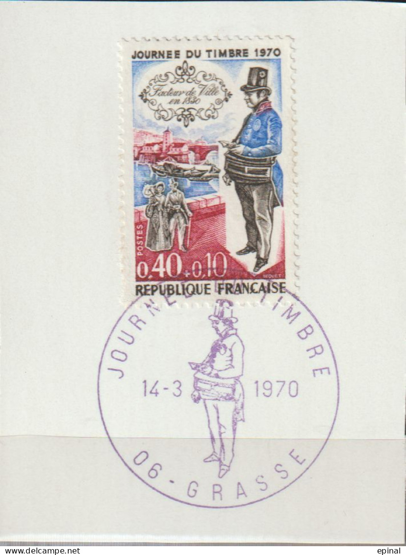 FRANCE : N° 1632 Oblitéré Sur Fragment TàD 1er Jour : 14.3.1970 à Grasse -06- (Journée Du Timbre) - PRIX FIXE - - Used Stamps
