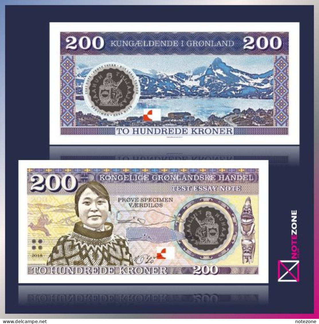 200 Kroner Greenland Denmark 2018 Banknote Test Note Private Fantasy Polymer - Dänemark