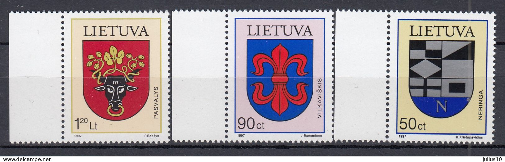 LITHUANIA 1997 Coat Of Arms MNH(**) Mi 652-654 #Lt1111 - Lituanie