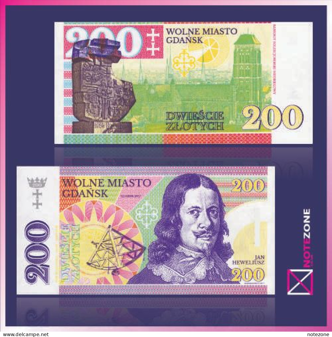 Matej Gabris 200 Zlotych Gdansk / Danzig Poland Johannes Hevelius Paper Private - Polonia