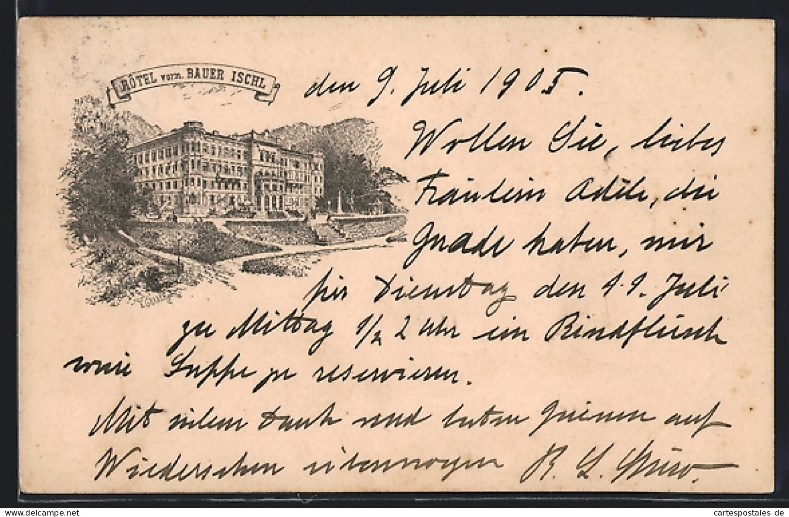 Lithographie Ischl, Das Hotel (vorm. Bauer)  - Autres & Non Classés