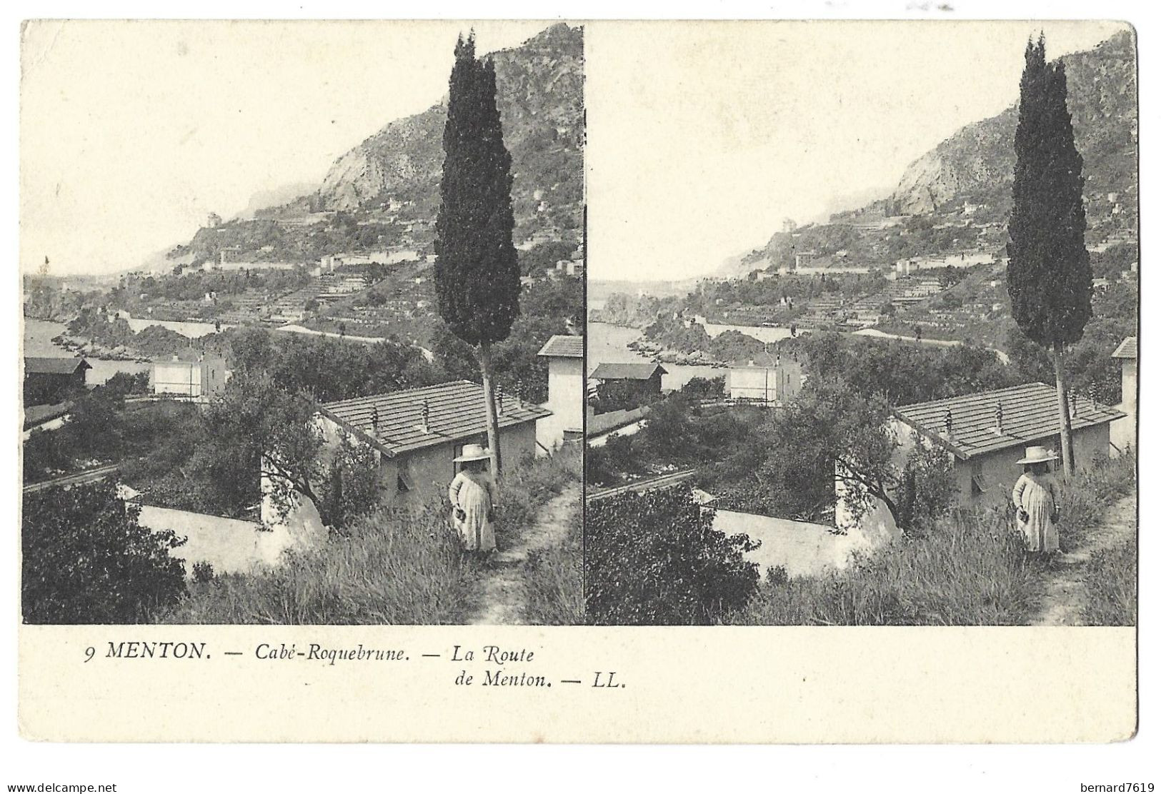 06  Menton - Carte Steroscopique -  Cabe Roquebrunne - La Route De Menton - Menton