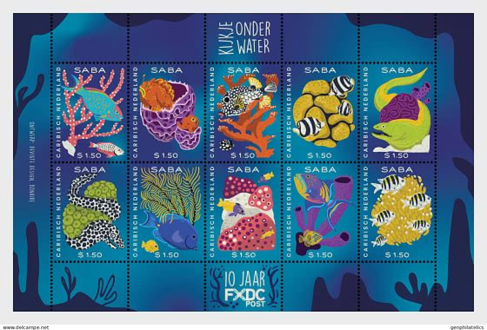 CARIBBEAN NETHERLANDS (Saba) 2024 FAUNA Underwater World - Fine Sheet MNH - Autres - Amérique