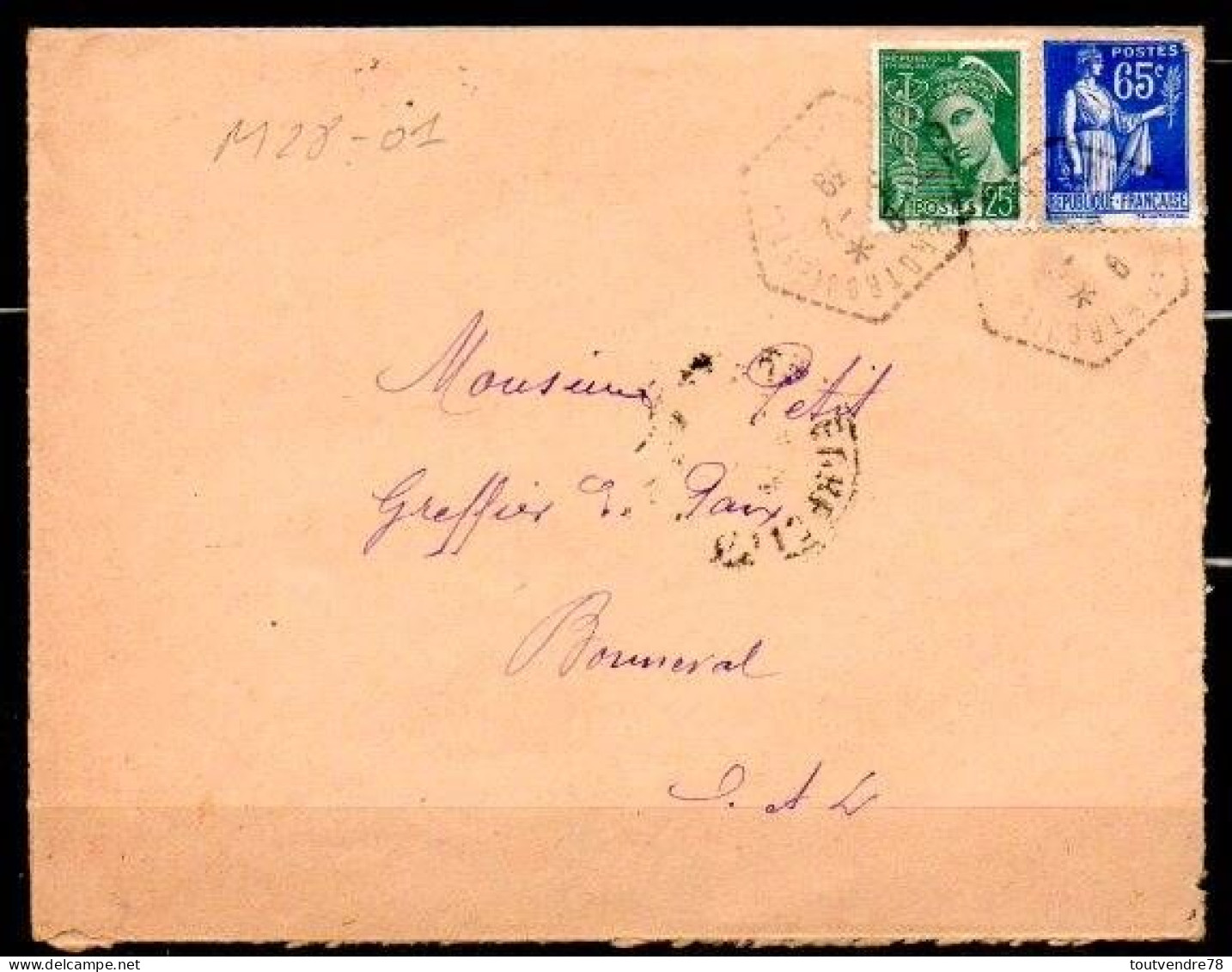 MP28-01 : Dept 28 (Eure Et Loir) NOGENT LE ROTROU CP N°7 1938 > Cachet Type G4 - Handstempel