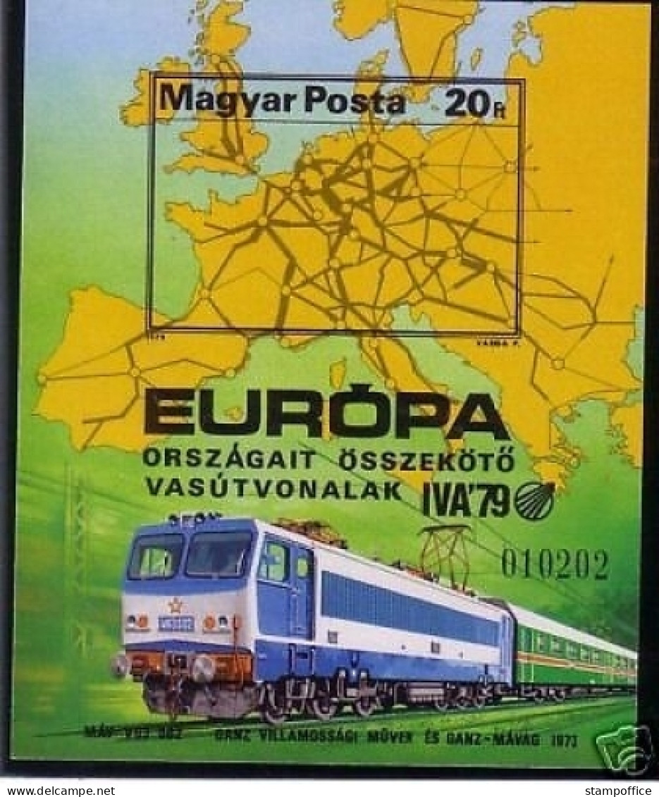 Ungarn Eisenbahn 100 X Block 137 B Postfrisch CEPT-Mitläufer Europakarte IVA '79 - Trains