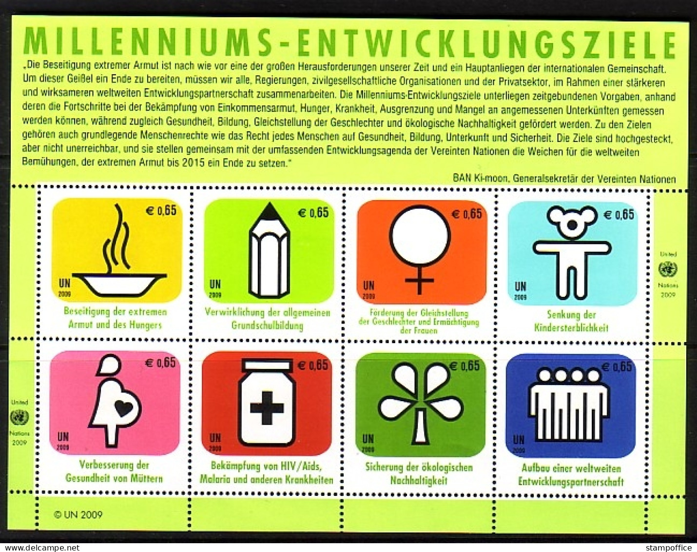 UNO WIEN MI-NR. 612-619 POSTFRISCH(MINT) KLEINBOGEN ENTWICKLUNGSZIELE DER UNO 2009 - Blocks & Sheetlets