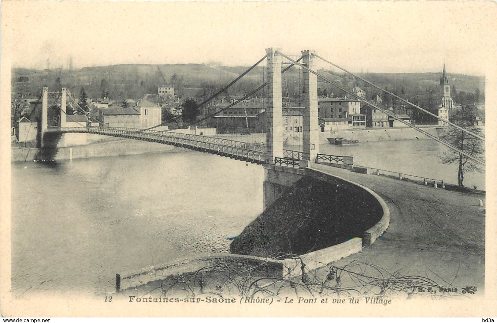 69 - FONTAINE SUR SAONE - LE PONT ET VUE DU VILLAGE - Other & Unclassified